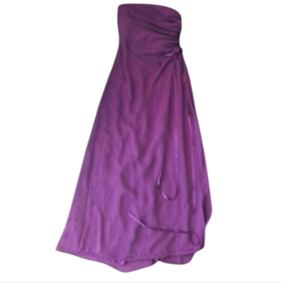 Purple Wine strapless maxi sweeping flowey bridesmaid Prom gown Gossip Girl sz 2 - Picture 1 of 11